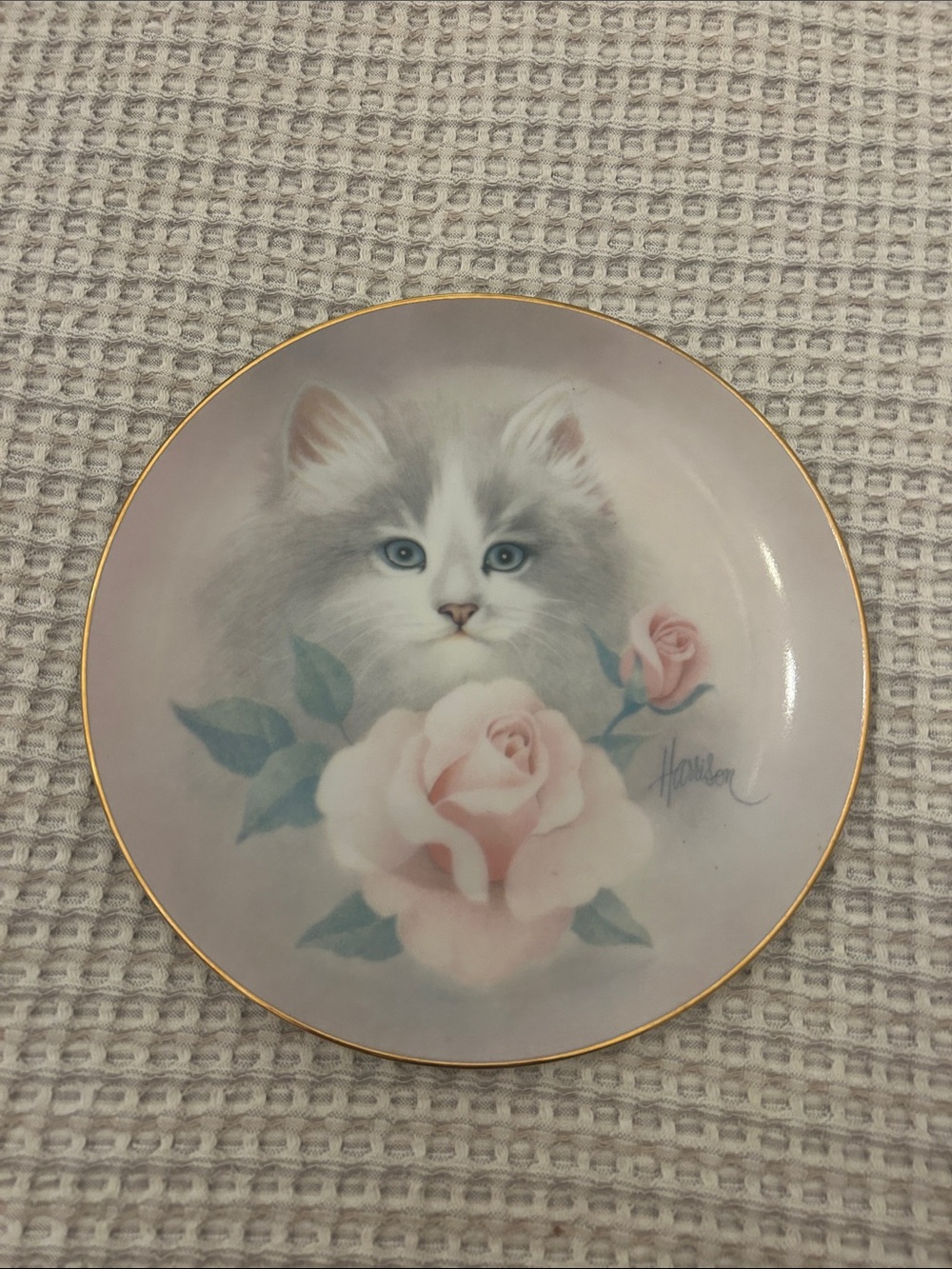 Cat & Rose Decorative Plate - Pink Dreamy Cat Lady